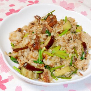 簡単・めちゃうま❤茄子とほうれん草といわし缶の炒飯